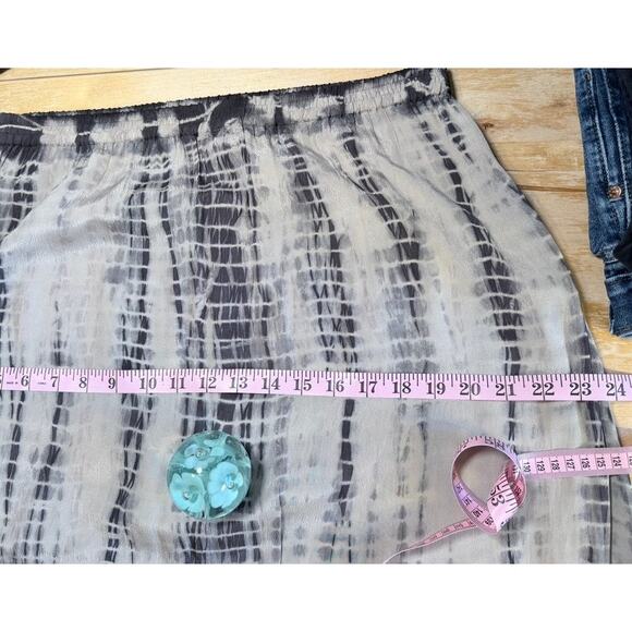 Chico's Fringe Tie Dye Straight Maxi Skirt M Gray Cream Whimsygoth Western Boho - Picture 6 of 8